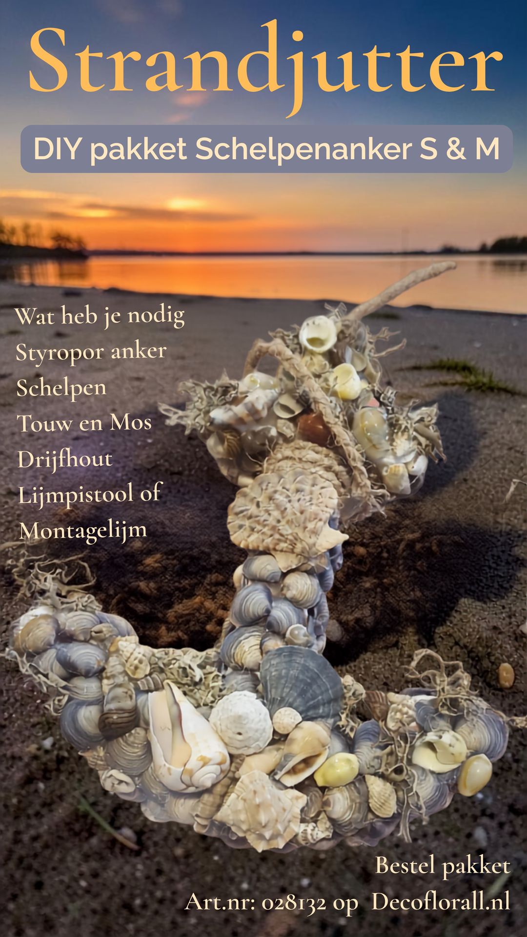 Schelpenanker S en M DIY pakket op styropor