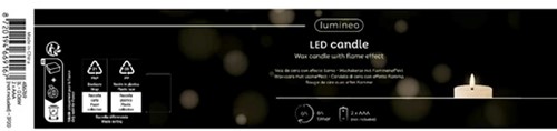 Lumineo LED kaars WAX steady Binnen, RIBBEL, met timer, Creme/warm wit dia 7.5cm H.17,3cm / st 