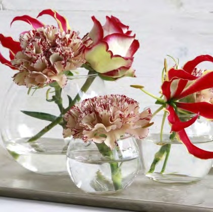Glas bal pot waxine h. 10cm d. 12 cm / stuk 