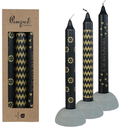 Pimped candles To the moon Ø2,2 h.20 cm black & goud 3 ass / Set van 3 ook leuk in fles