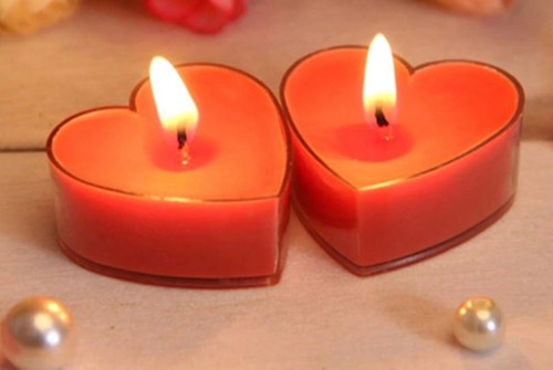 Set voor waxinelichtjes met 20 Hartvormige kunststof cupjes voor Waxinelichtjes 20 lontjes en 20 stickers