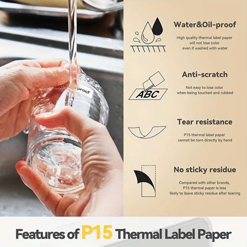Thermische labels, 12*40mm ROZE voor Thermal Labelprinters P15 /rol 