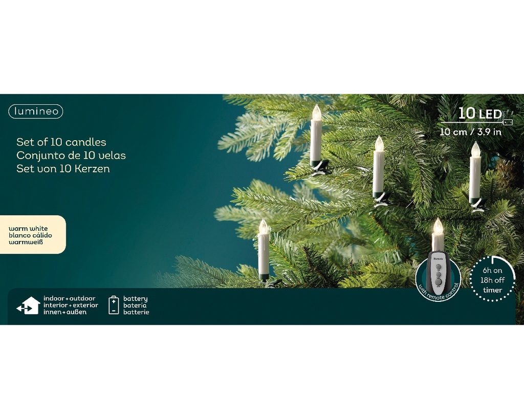 LED boomkaarsjes warm wit op batterij – 10 stuks met Timer en afstandsbediening