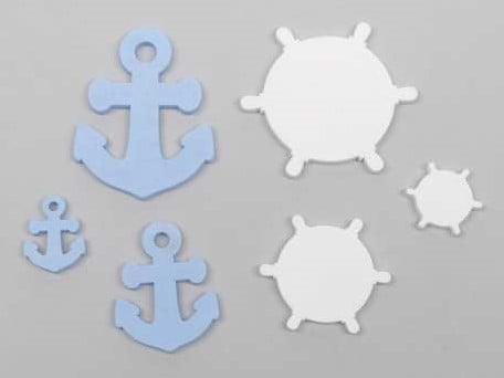 Stuurwiel en Ankers Maritiem Hout Set 12 stuks