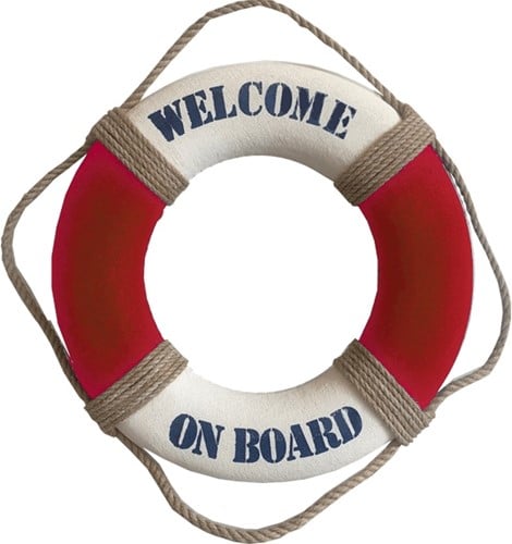 Reddingsboei Welcome on board Rood/Wit 50cm 