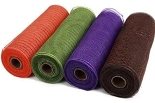 Decomesh Metallic Set Oranje Groen Paars Bruin 26 cm rol 9 meter 4 rollen voor kransen en inpakken
