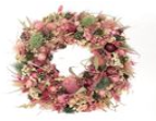 Krans Droogbloemen Fleuri Pink/Groen 40 cm