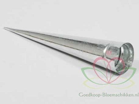 Conische waxinehouder zink 25x4 cm per stuk