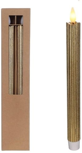 LED Kaars Pencil Goud 25 cm Ø2,1 set 2 stuks