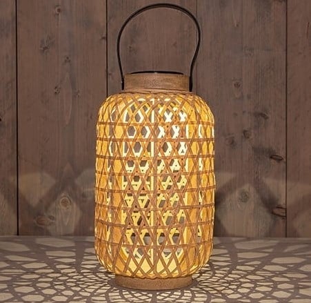 Solar Lantern Windlicht Bamboe Anna's Collection 18x32 cm 1 LED Warm Wit per stuk