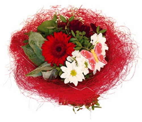 Boekethouder Sisal Rood excl. decoratie 30 cm