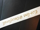 Eco Bedrukt lint Milieuvriendelijk (rouw)lint Wit Kraftpapier met Gouden opdruk 70 mm 80 cm