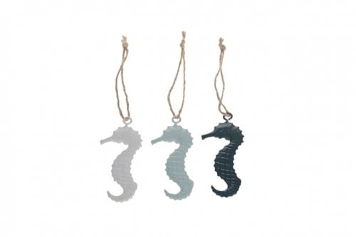 Hanger metaal Zeepaardje Seahorse 6.5 cm pak 9 stuks