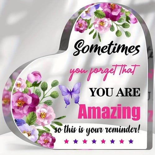 Hart van Epoxy met Bloemen Sometimes you forget that you are amazing 10*1 cm Persoonlijk aandenken