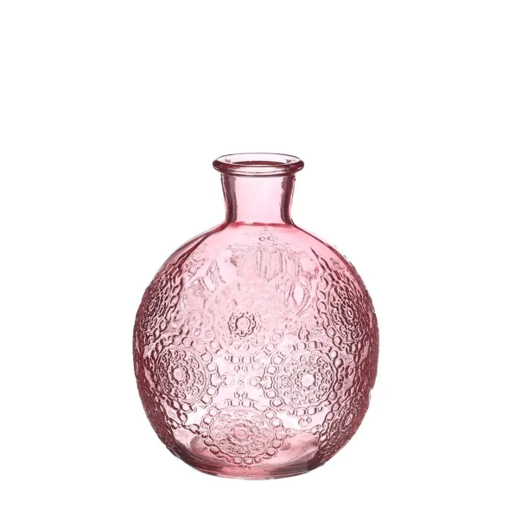 Gekleurd Glazen Flesje Bologna Vaasje Kandelaar Soft Roze Ø9,5 cm H12 cm per stuk