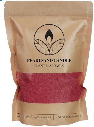 Kaarsenzand Pearl Sand Bordeaux inclusief 4 lonten 400 g