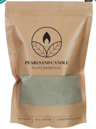 Kaarsenzand Pearl Sand Light Groen inclusief 4 lonten 400 g