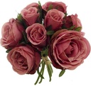 Zijden Rozen Vintage Pink Gemengd Grote bloem Boeket 9 stuks