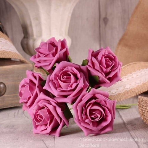 Foamroos Tea Rose Cerise Pink X6