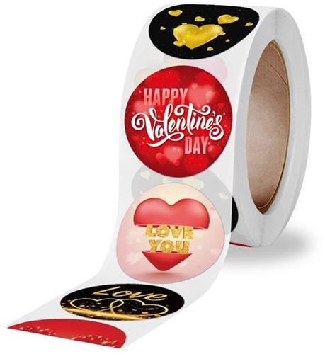 Sluitstickers Love & Valentine etiket rol 500 labels