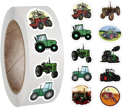 Sluitstickers Trekkers tractor beloning rond etiket 2,5 cm rol 500 labels