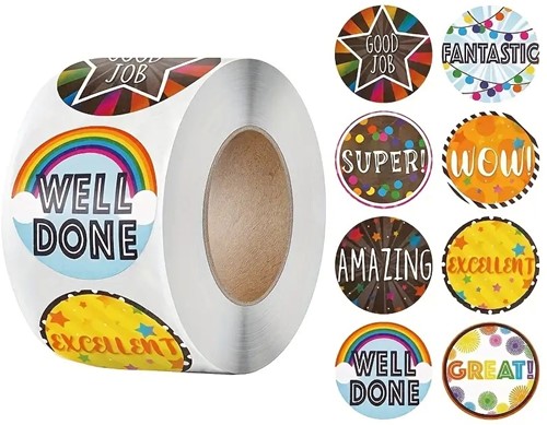 Sluitstickers Beloningstimulans beloning rond etiket 2,5 cm rol 500 labels