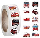 Sluitstickers Brandweerauto brandweerwagen beloning rond etiket 2,5 cm rol 500 labels