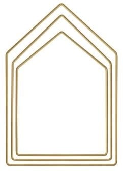 Metalen ring Goud gelakt huisframe gesorteerd 19 cm 23 cm 27,5 cm doos 3 stuks
