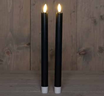 LEDkaars 3D Flame Candle Zwart Anna's Collection D 2,5 H 25 cm 2 stuks