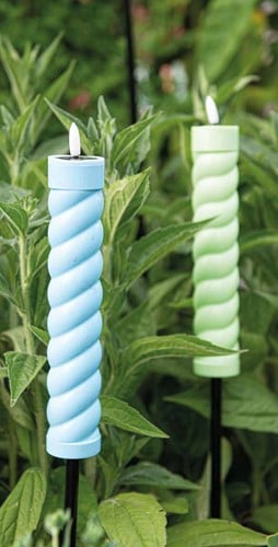 LED Fakkel Solar Pastel Blauw Swirl Anna's Collection met timer 21x4 cm op 76 cm steker per stuk