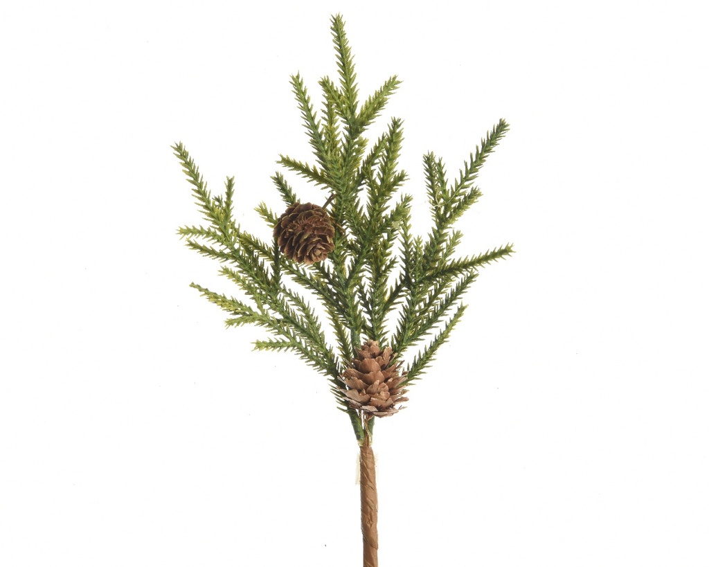 Kersthanger, steker Sober naturel met wintergroen dennenappel 22 cm Per Stuk