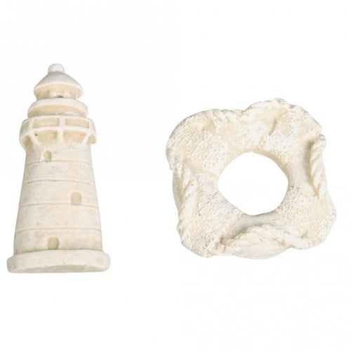 [A-013893] Vuurtoren en Reddingsboei Polyresin Maritiem