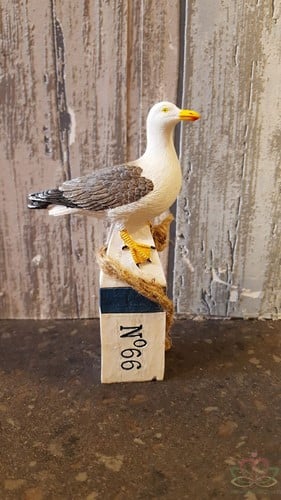 [A-013905] Meeuw Maritiem op Meerpaal Nr. 66 Klein 6,5x3,5x13 cm