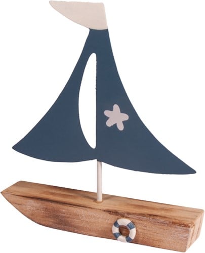 [A-015645] Zeilschip Deco Hout Maritiem 14x15,5x2,7 cm