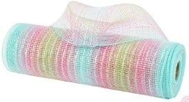 [A-022784] Decomesh Metallic Multi-stripes 03 Blue Cerise 26 cm rol 9 meter voor kransen en inpakken