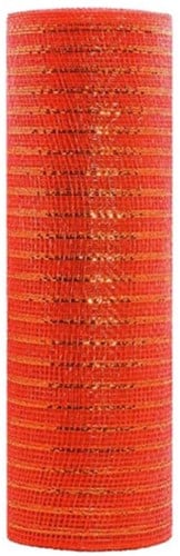 [A-022841] Decomesh Metallic Rood met gouddraad 26 cm rol 9 meter voor kransen en inpakken