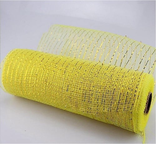 [A-024279] Decomesh Metallic Lichtgeel 26 cm rol 9 meter voor kransen en inpakken
