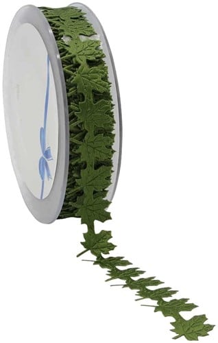 [A-024870] Lint Satijn Leafs 20 mm Mos Groen 20 mm per meter