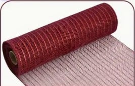 [A-027324] Decomesh Metallic Donkerrood Bordeaux 26 cm rol 9 meter voor kransen en inpakken