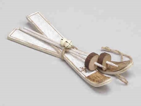 [A-014190] Houten Skieën Skiset Wit hanger 17 cm