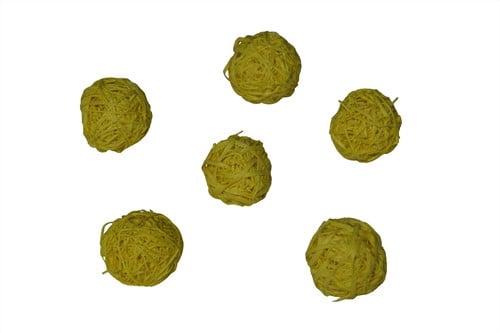 [A-014385] Rotan Stro Bal Geel dia 4 cm 15 stuks
