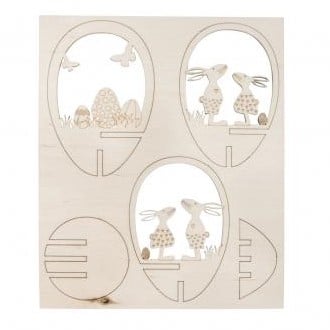 [A-019696] Houten Steekdeel Paasvrienden Naturel 10 cm 5‑delig zakje 1 set excl. ei