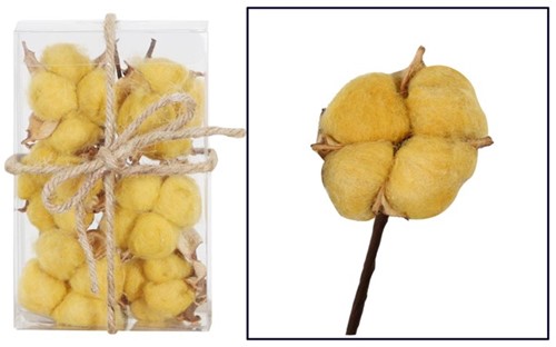 [A-020072] Katoenbollen Cotton Dark Yellow 6 stuks