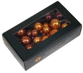 [A-027254] Kerstballen glas Caramel Brown 20 25 30 mm 6 bundels van 6 = 36 stuks