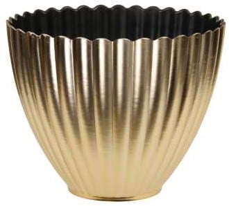 [A-024807] Bloempot Bloemenvaas met ribbels Goud 16x13 cm