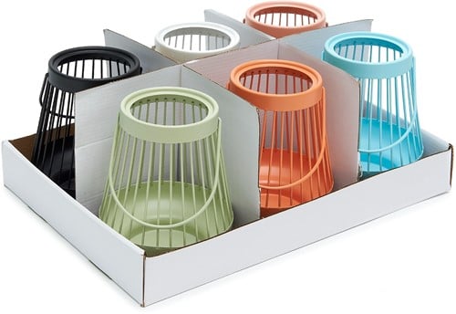 [A-025426] Metalen windlichten Pastel 15.5 cm set 6 stuks
