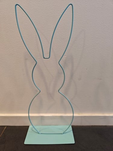 [A-025444] Metalen Frame Haas staand oor op voet Turquoise 50 cm