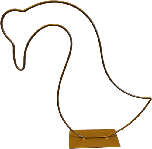 [A-025462] Metalen Frame Gans op voet Goud ca. 30x30 cm