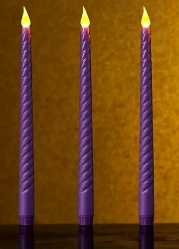 [A-025054] LED Kaars Ledcandle Warmwit Swirl Paars 1 stuk