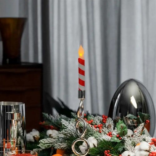 [A-025208] LED Kaars Ledcandle Warmwit met lont RoodWit Gestreept Candy 1 stuk